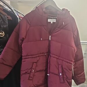 Nicole Miller Women's Burgundy Puffer Jacket